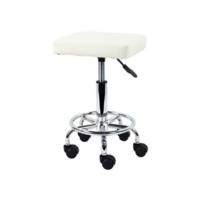 Taburete rodante Regulable en Altura, Taburete Giratorio con reposapiés, Estilo Metal Industrial Moderno, de Cuero PU Negro (Azul) - details 9