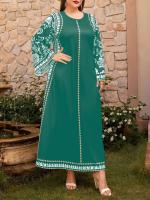 Mia Muse Ramadan Essentials Abaya clásico tradicional ral estampado manga acampanada cuello redondo Midi vestidos casuales - details 5