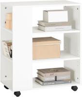 Mesa Auxiliar con 2 Estantes Consola Mesita de Noche con Ruedas Mesa Blanca Mesita 70 x 35 x 60 cm FBT34-W ES - details 44