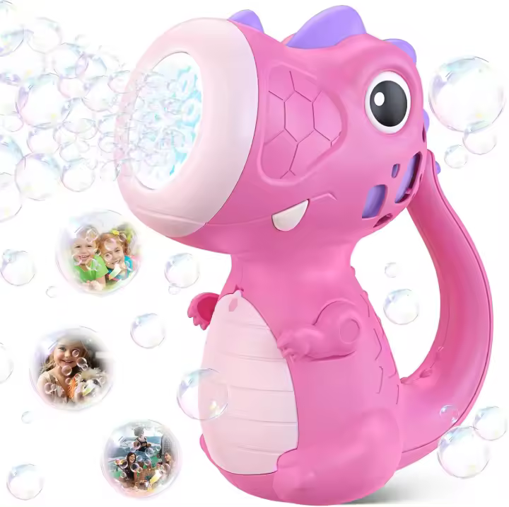 Máquina de burbujas de dinosaurio, soplador de pistola de burbujas de ventilador Musical y iluminado, juguetes geniales para exteriores para niños, regalos de cumpleaños para niños y niñas - 1