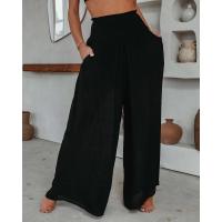 BUNO-Pantalones informales versátiles minimalistas para mujer, pantalones elásticos empalmados de cintura alta con bolsillos y pliegues, holgados, de color liso, a la moda, verano 2024 - details 2