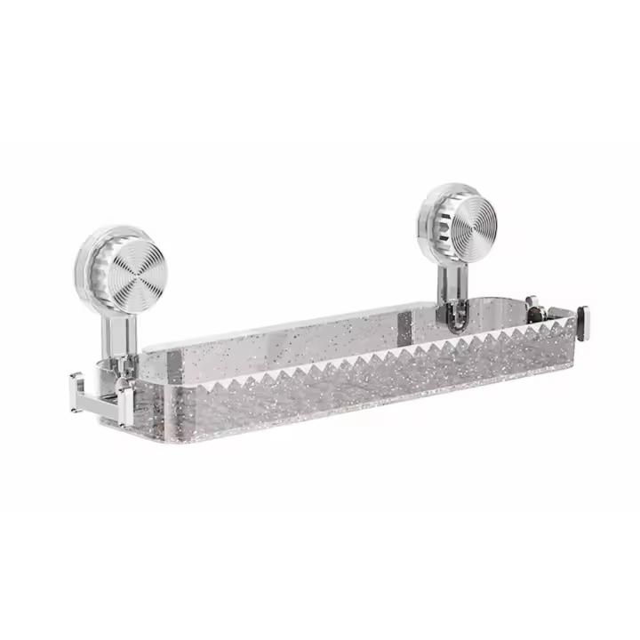 Cesta de almacenamiento con ventosa de plástico, estante de drenaje de almacenamiento transparente sin perforaciones, estante de almacenamiento para ducha montado en la pared impermeable para el hogar - 1
