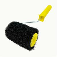Cepillo de rodillo para textura de paneles de yeso de 4 pulgadas con mango ergonómico amarillo - Cerdas negras para techos y paredes lisos, herramienta de pintura de bricolaje duradera de PVC/metal para mejoras del hogar - details 2