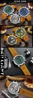 Reloj de cuarzo multifunción para hombre, cronógrafo de aviación, correa de cuero genuino, resistente al agua, luminoso, informal - details 12