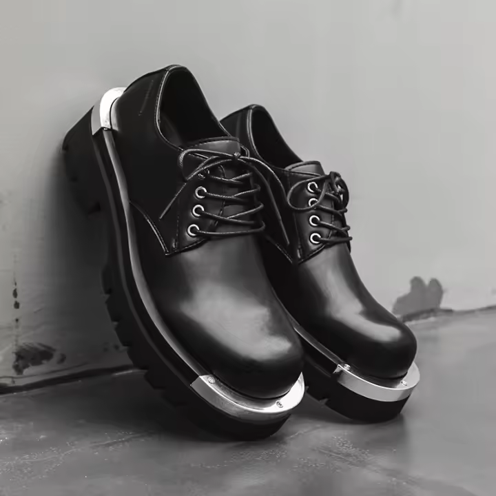 Suela gruesa de acero que aumenta los zapatos de cuero, zapatos de cabeza grande de cuero genuino para hombres - 1