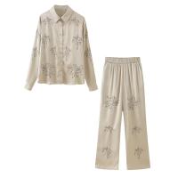 Conjunto de Moda para Mujeres OUWU Camisa de Manga Larga, Pantalones Rectos, Top de Encaje, Pantalones Sueltos - details 4