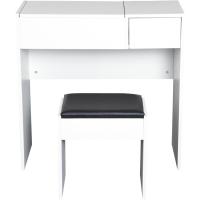 Mesa de Maquillaje con Espejo Abatible y Cajas de Almacenamiento Tocador de Maquillaje de Mesa con Taburete Blanco 80x40x79 cm y 40x30x40 cm - details 5