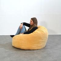 Terciopelo Acanalado - Suave y Confortable - Puff Pera con Relleno de Espuma Incluido, Óptimo Apoyo para la Espalda - Bean Bag, Sofa Puff Gigante (100 cm, Azul Marino) - details 12