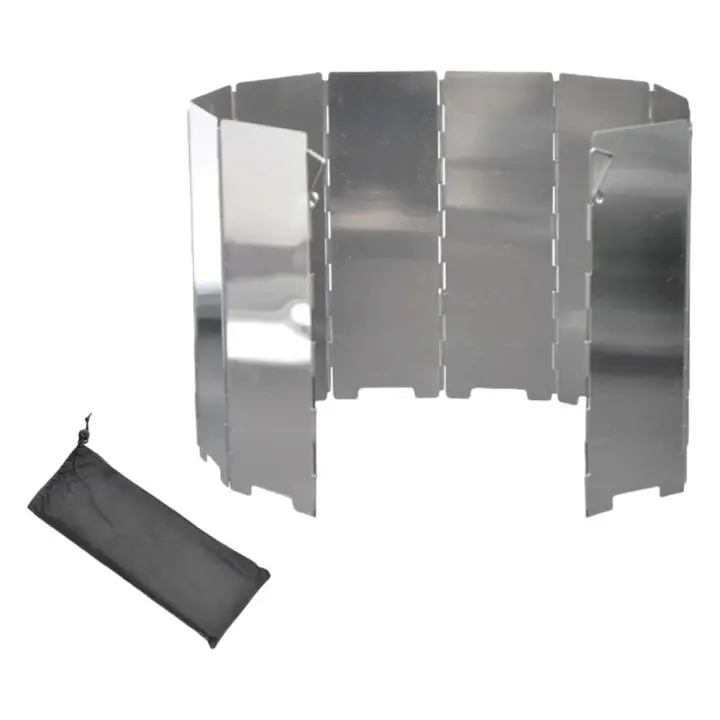 Aluminio plegable al aire libre 10 paneles, deflector, estufa de gas portátil para acampar, deflector de viento - 1