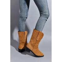 Botas de mujer de medio barril, botas cortas de tacón grueso con punta puntiaguda bordada, de moda, novedad - details 3