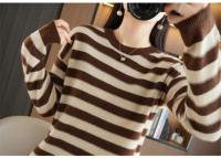 Jersey de Primavera para Mujer Suéter a Rayas de Dos Colores Suéter de Manga Larga con Cuello Redondo Nuevo Jersey de Algodón 100% - details 19