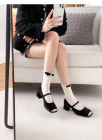 Nuevos zapatos de mujer con plataforma poco profunda y tacones gruesos con combinación de un solo color. - details 14