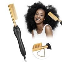 Hair Straightener Comb 2 IN 1 Copper Metal Hot Hair Comb Home Beauty Salon DIY Fast Heating Curling Iron Copper Comb Electric - details 1