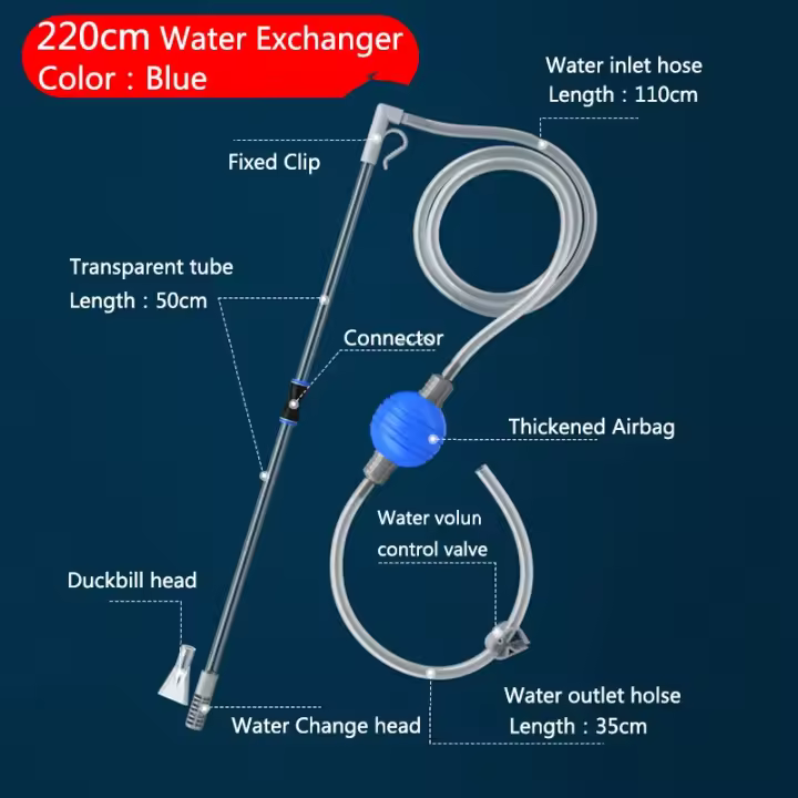 Cambiador de Agua para Acuario, Bomba de Aire, accesorios de limpiezas, Limpiador de Grava, Bomba de sifón al vacío con Boquilla de filteria, Nuevo - 1