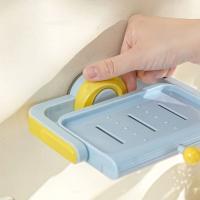Caja de jabón giratoria creativa, contenedor de jabón de baño autodrenante montado en la pared, jabonera de plástico antideslizante con drenaje de agua para cocina - details 3