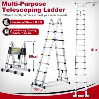Escalera Telescópica de Aluminio de 5m Portátil, Desmontable, Antideslizante, Extensible, Multiusos, Carga de 150kg Mejoras del Hogar y Herramientas - details 1