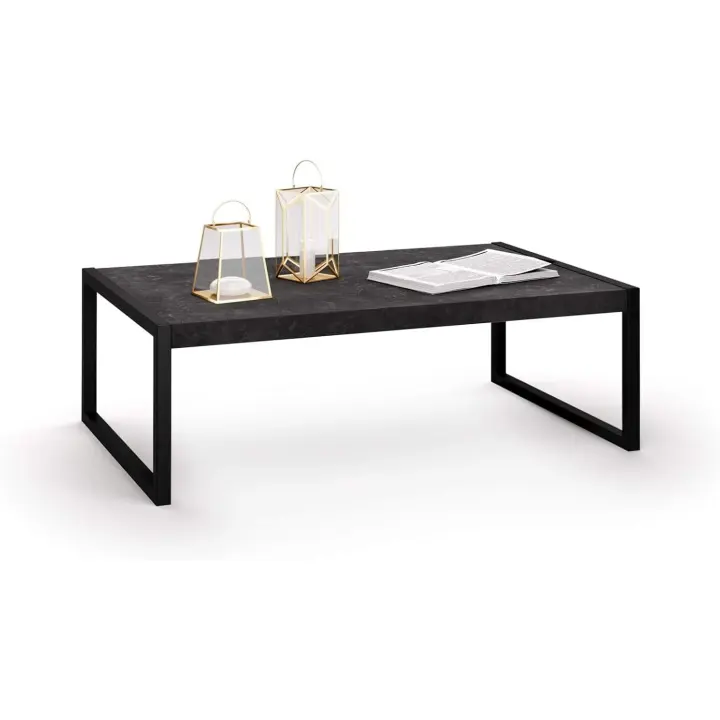 Mesa de Centro Luxury, Color Madera rústica, Aglomerado y Melamina/Hierro, Mesa de Centro para salón, Mesa de Centro Baja - 1