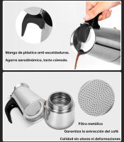 Cafetera de acero inoxidable, cafetera moka italiana, cafetera expreso, cafetera de percolador, utensilios para café con leche para estufa de 100 ml/200 ml/300 ml/450 ml - details 4