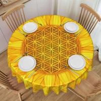 Mantel circular mandala, flor de loto de la vida, impermeable, resistente al aceite, 60 pulgadas, forma geométrica sagrada - details 64