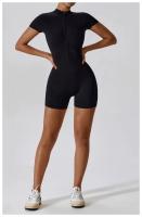 Traje de Yoga para Mujeres Mono con Cierre de Cremallera Manga Corta Gimnasio Push Up Ropa de Entrenamiento Fitness Bodysuit Sportswear Jumpsuits Material Exterior de Nylon Adecuado para Primavera/Verano - details 21
