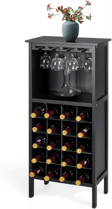 Botellero de cristal, apto para vinotecas de cocinas, restaurantes, bares, 42 x 25 x 96 cm - 1