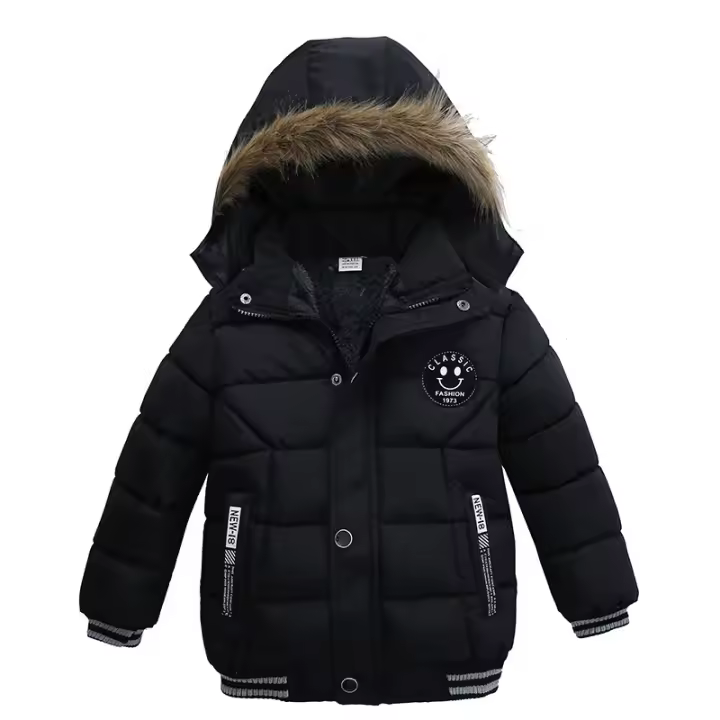 Chaqueta con capucha de invierno para bebés y niños, camiseta cálida de moda para niñas - 1