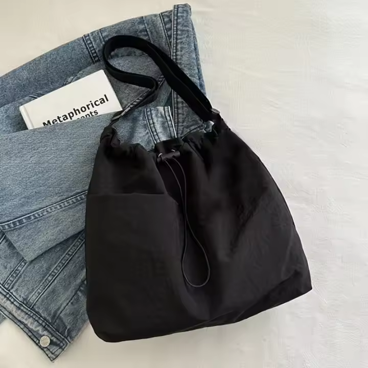 Bolso De Hombro Con Cordón A La Moda, Bolso De Mano Informal De Nailon De Viaje, Bolso Cruzado Impermeable De Gran Capacidad Para Mujer - 1