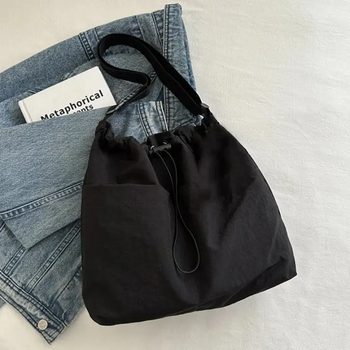 Bolso De Hombro Con Cordón A La Moda, Bolso De Mano Informal De Nailon De Viaje, Bolso Cruzado Impermeable De Gran Capacidad Para Mujer - 1
