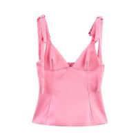 PB&ZA2025-top con tirantes y cuello en V informal, estilo sencillo, textura satinada decorada con lazo, novedad de verano, ropa para mujer - details 2