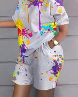Conjunto de dos piezas estampado de manga corta para mujer, primavera verano - details 36