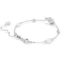 Pulsera de cristal de Plata de Ley 925 con Piedra CZ transparente, pulsera de Perlas Blancas, joyería ajustable - details 2