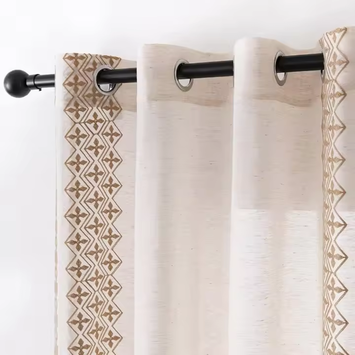 Cortinas para Sala de Estar y Dormitorio Diseño Transparente de Color Crema de 84 Pulgadas de Largo - 1