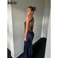 Vestido Largo de Seda para Mujer Elegante, Sin Mangas, Espalda Descubierta, Hombros Descubiertos - details 32