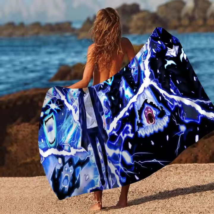 sy Adventure S-Solo L-Leveg Toallas de playa grandes de microfibra Toalla de secado rápido para viajes Natación Piscina Yoga - 1