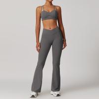 Conjunto de Yoga Ajustado de Cuidado de Belleza de Espalda Cruzada Traje de Fitness de Cintura Alta y Levantamiento de Caderas Conjunto de Nylon con Sujetador y Pantalones - details 6