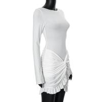 Elegante Vestido Bodycon con Volantes Manga Larga, Giro de Volantes, Vestido Mini para Mujer en Otoño Moda de Fiesta en Club Elegante - details 1