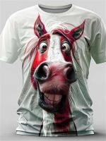Camisetas con estampado 3D de animales y caballos para hombre y mujer, camisetas informales de talla grande para deportes divertidos de calle, mangas cortas transpirables de secado rápido - details 3