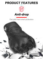 Guantes de moto Vintage de piel de oveja, equipo de protección transpirable con agujeros negros, cómodos, novedad de verano, 2023 - details 3