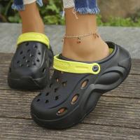 Sandalias de plataforma gruesas a la moda para mujer, zuecos de suela gruesa de eva, calzado para jardín para mujer, zapatillas de playa antideslizantes para exteriores, verano 2025 - details 13