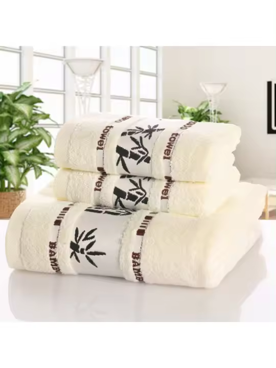 Juego de Toallas de 3 Piezas, Fibra de bambú,algodón,Antibacteriano, Desodorante,Suave y absorbente - 1