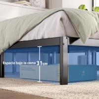 Cama 150x190 cm - Altura 36 cm con Almacenamiento Debajo de la Cama - Marco de la Cama de Plataforma de Metal - Negro - details 2
