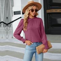 Tops con cuello para mujer, camiseta de algodón lisa holgada para otoño e invierno, camiseta elegante, moda, - details 11