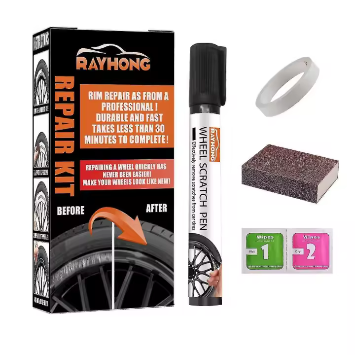 Reparación de arañazos de rueda de aleación negra, bolígrafo reparador de arañazos de rueda, bolígrafo reparador de arañazos de llanta de coche, kit de reparación de rueda de aleación Scratch - 1