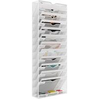 13 Compartimentos Metal A4 Soporte Documentos Pared Oficina Archivador de Pared Organizador Revistas Correo Pared Almacenamiento Archivos Revistero,Blanco - details 0