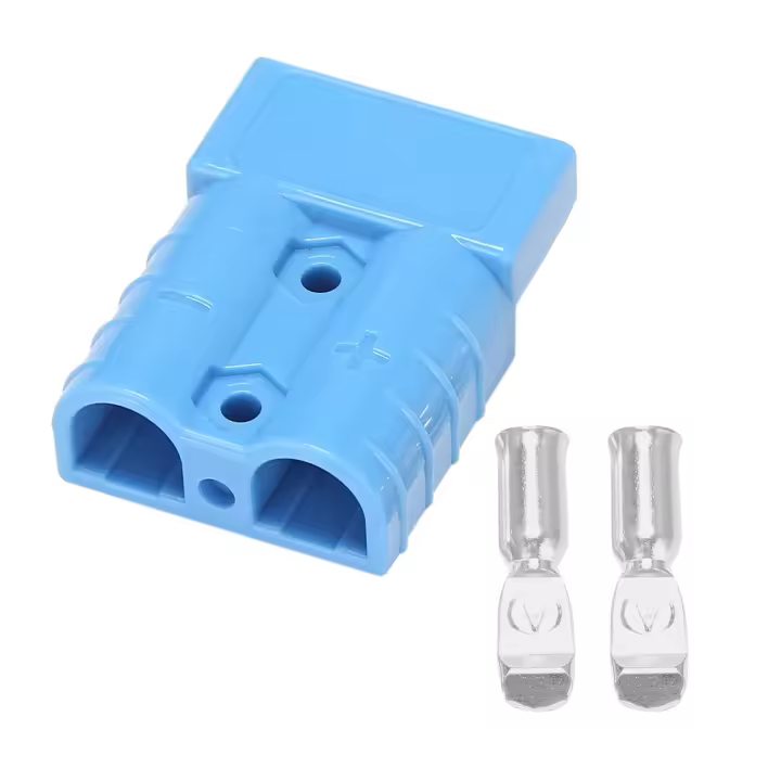 Conectores de enchufe estilo Anderson, herramienta eléctrica para terminales sólidos chapados en azul, 50A, 600V, 6-12AWG, CA/CC, 6AWG - 1