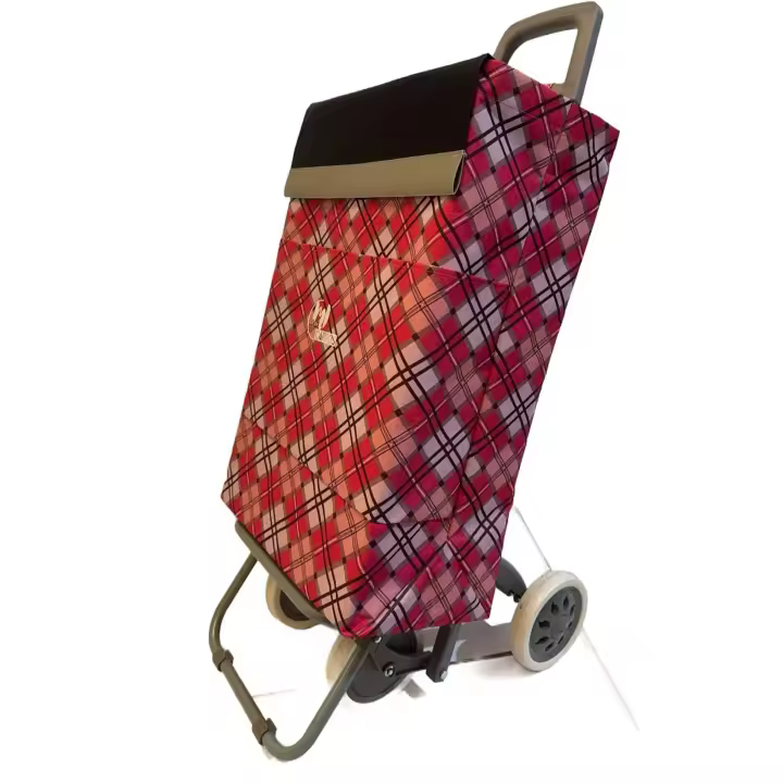 Carrito de compras de 4 ruedas con 2 bolsillos flamencos fucsia. Carrito de compras de calidad. Bolsa de compras. - 1