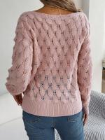Suéter Casual de Invierno-Otoño Cuello Oblicuo, Manga Larga, Moda para Mujeres en Rosa - details 11