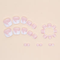 Juego de uñas de los pies postizas extraíbles, Kit de manicura en casa, Margarita blanca brillante - details 6