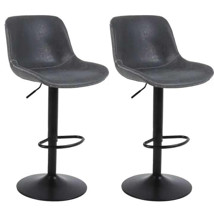 Taburete de Bar, Taburete Giratorio con Respaldo, sillas de Bar Modernas Ajustables, Taburete Alto sin Brazos de Piel sintética para Isla de Cocina, Color Marrón - 1