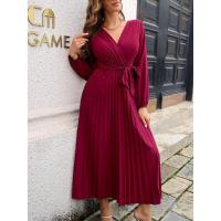Elegante Vestido Largo Plisado de Color Sólido para Mujer Moda Otoño Primavera 2025 - details 6